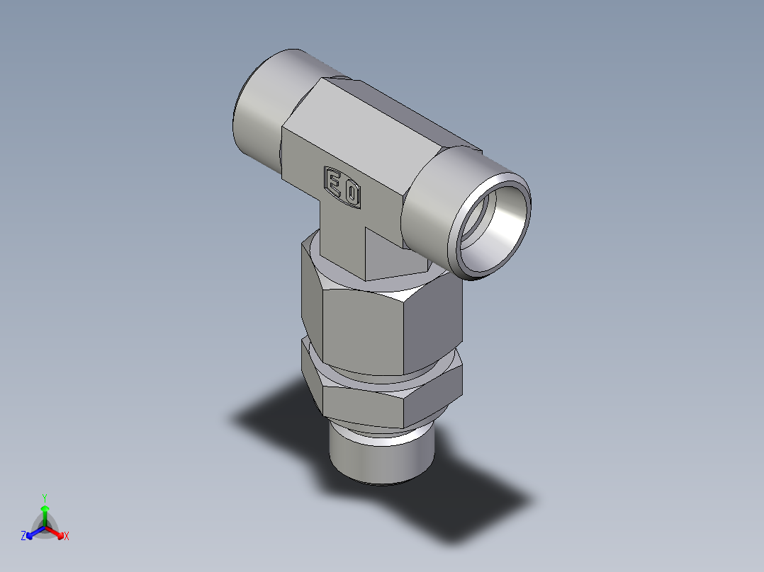 卡套式工业通用硬管接头EO_Assembled_adjustable_standpipe_branch_tee_EVT12LMOMD71主视图