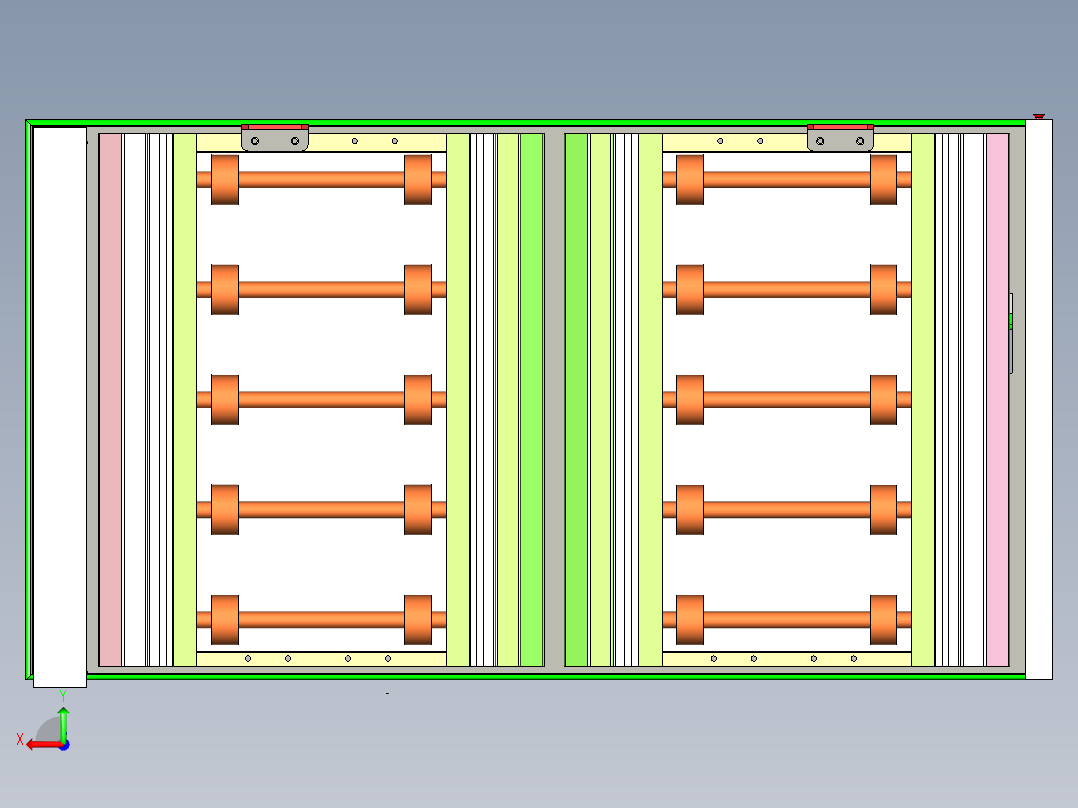 双通道滚筒输送线设计后视图