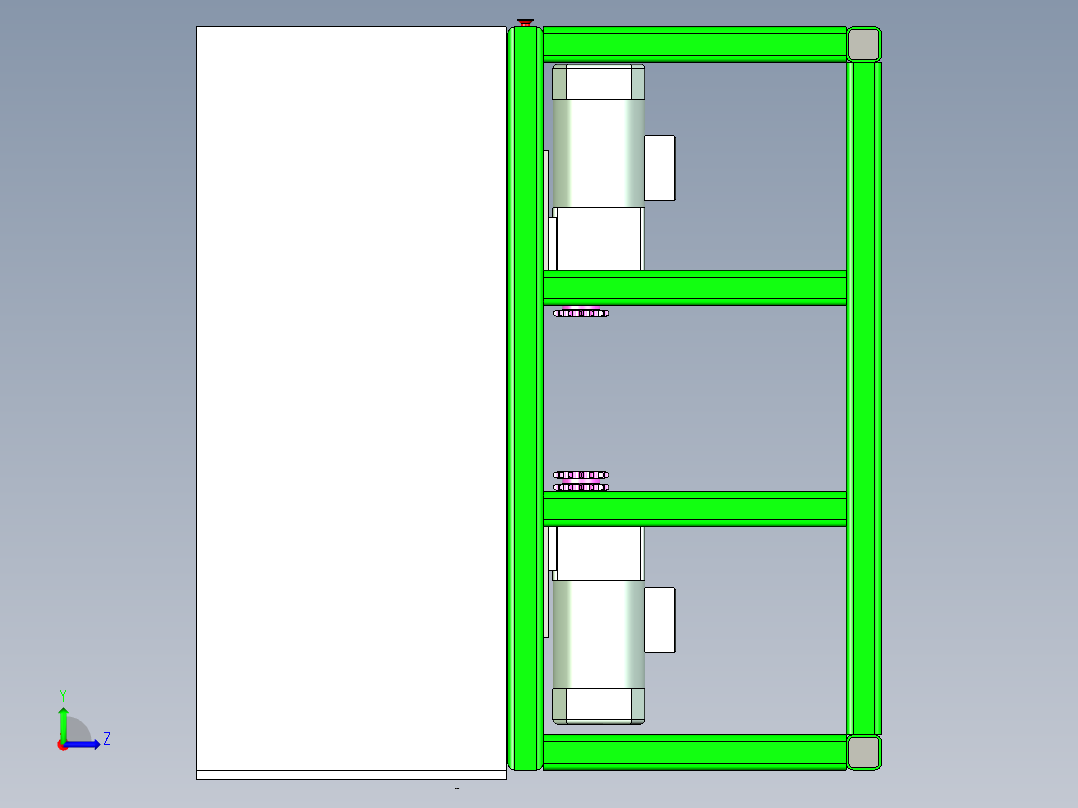 双通道滚筒输送线设计左视图
