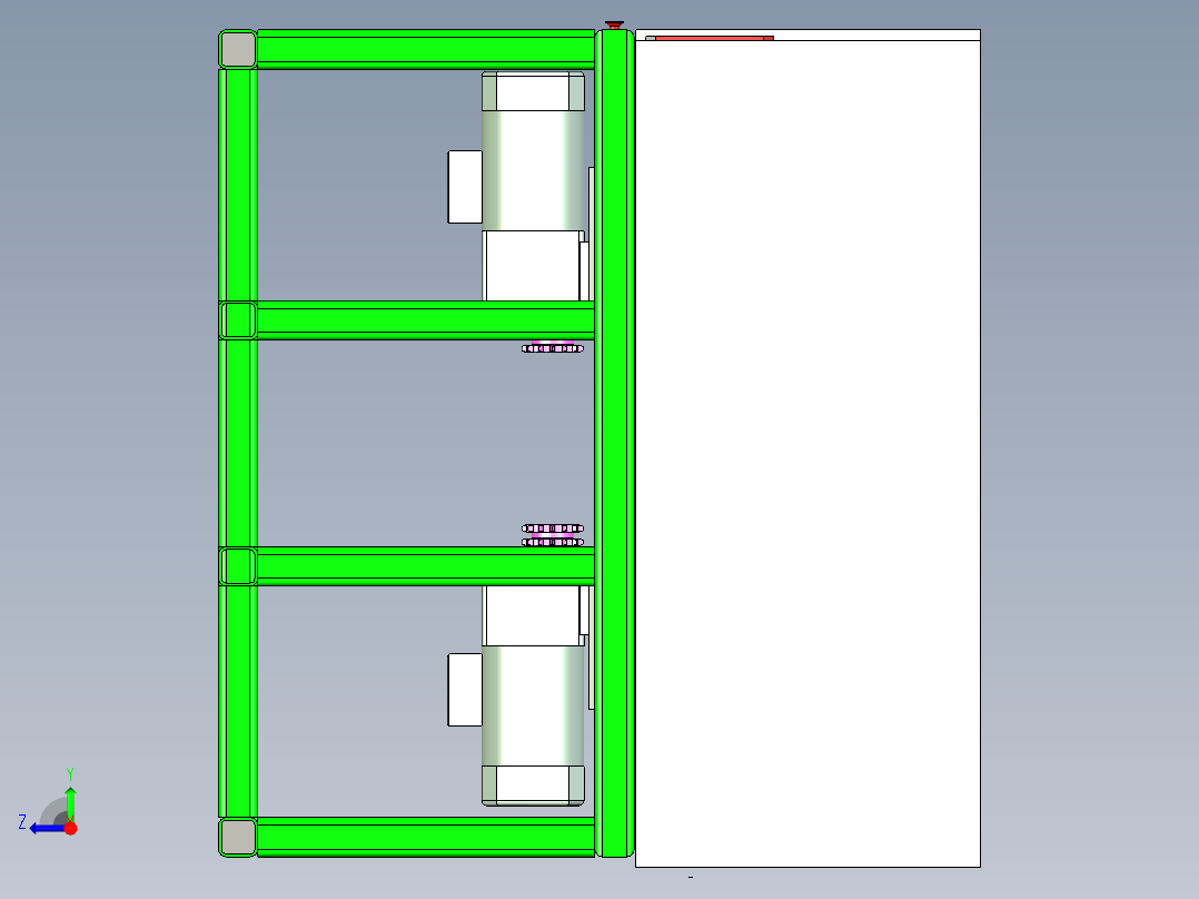 双通道滚筒输送线设计右视图