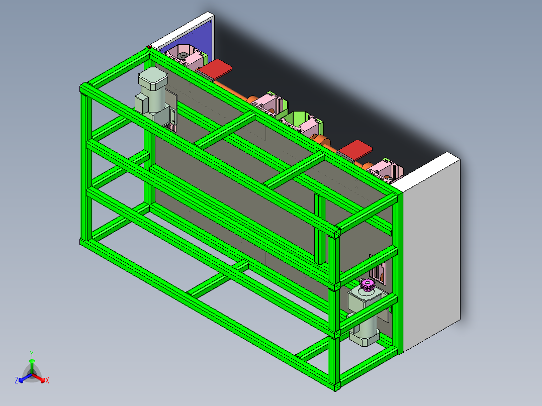 双通道滚筒输送线设计正等轴测图