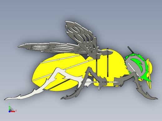 B2005251-黄蜂，金属板拼图，昆虫，3D模型，3D拼图，金属工艺设计前视缩略图