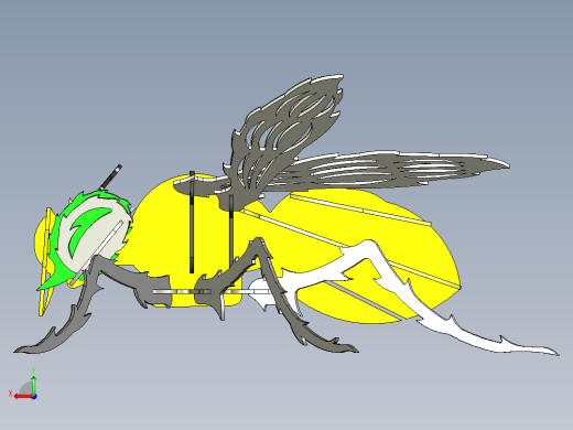 B2005251-黄蜂，金属板拼图，昆虫，3D模型，3D拼图，金属工艺设计后视缩略图