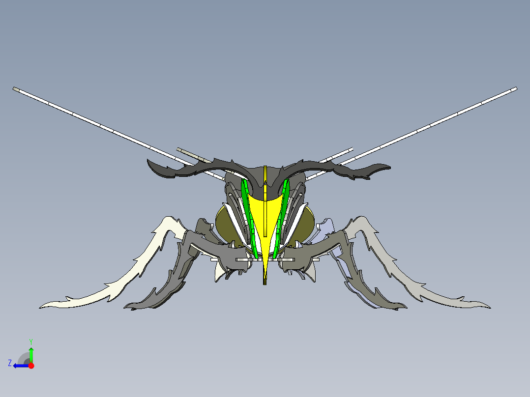 B2005251-黄蜂，金属板拼图，昆虫，3D模型，3D拼图，金属工艺设计右视图