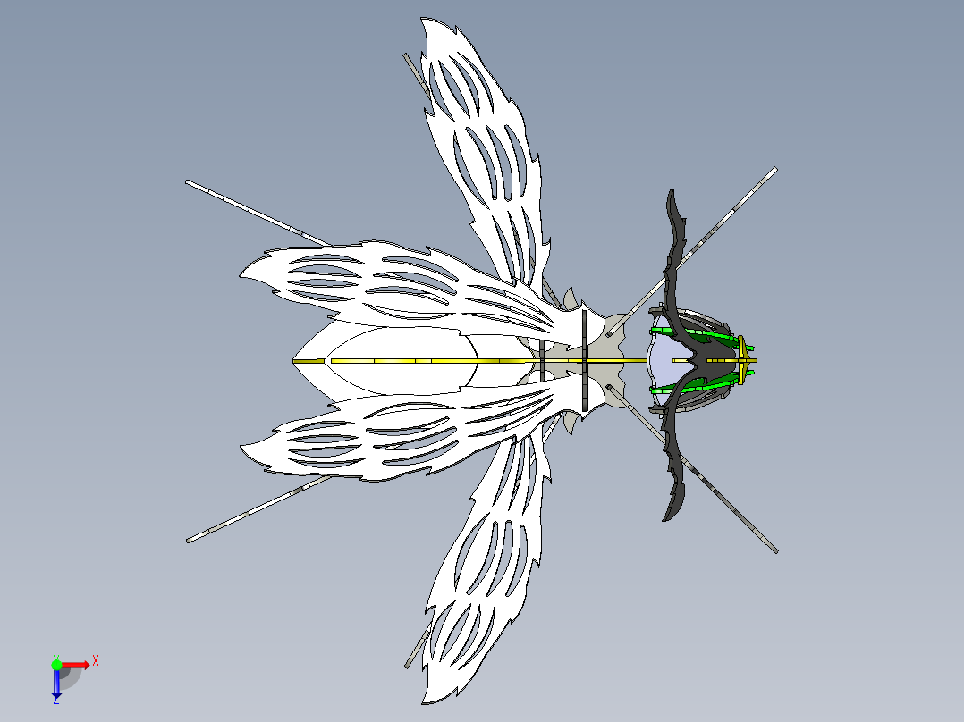 B2005251-黄蜂，金属板拼图，昆虫，3D模型，3D拼图，金属工艺设计俯视图