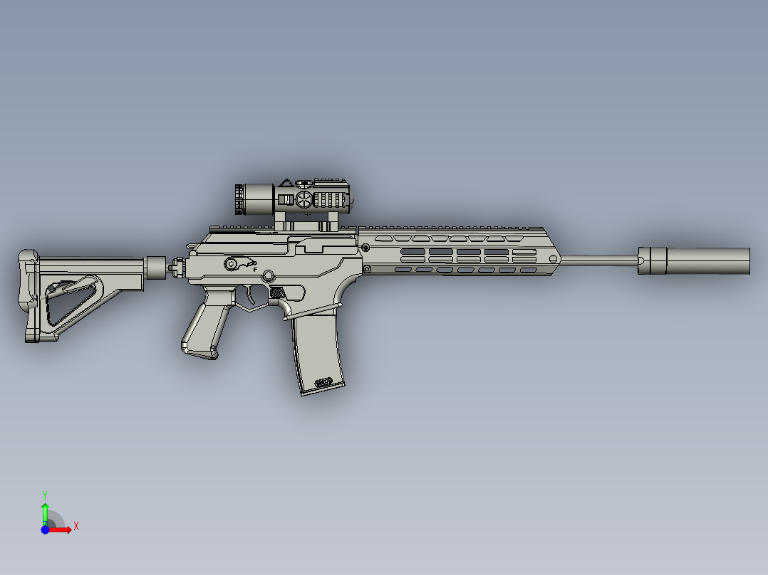 手枪左轮冲锋枪老式狙击步枪设计3D图纸galil-ace-gen-ii-5-56-rifle-step-file-1 2 STP前视图