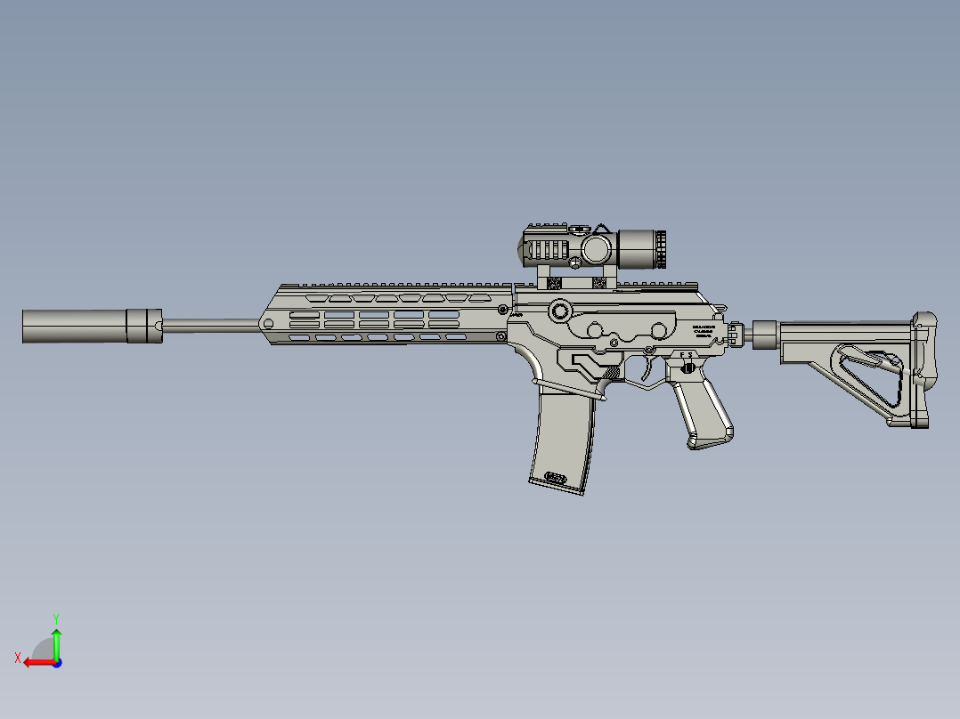 手枪左轮冲锋枪老式狙击步枪设计3D图纸galil-ace-gen-ii-5-56-rifle-step-file-1 2 STP后视图