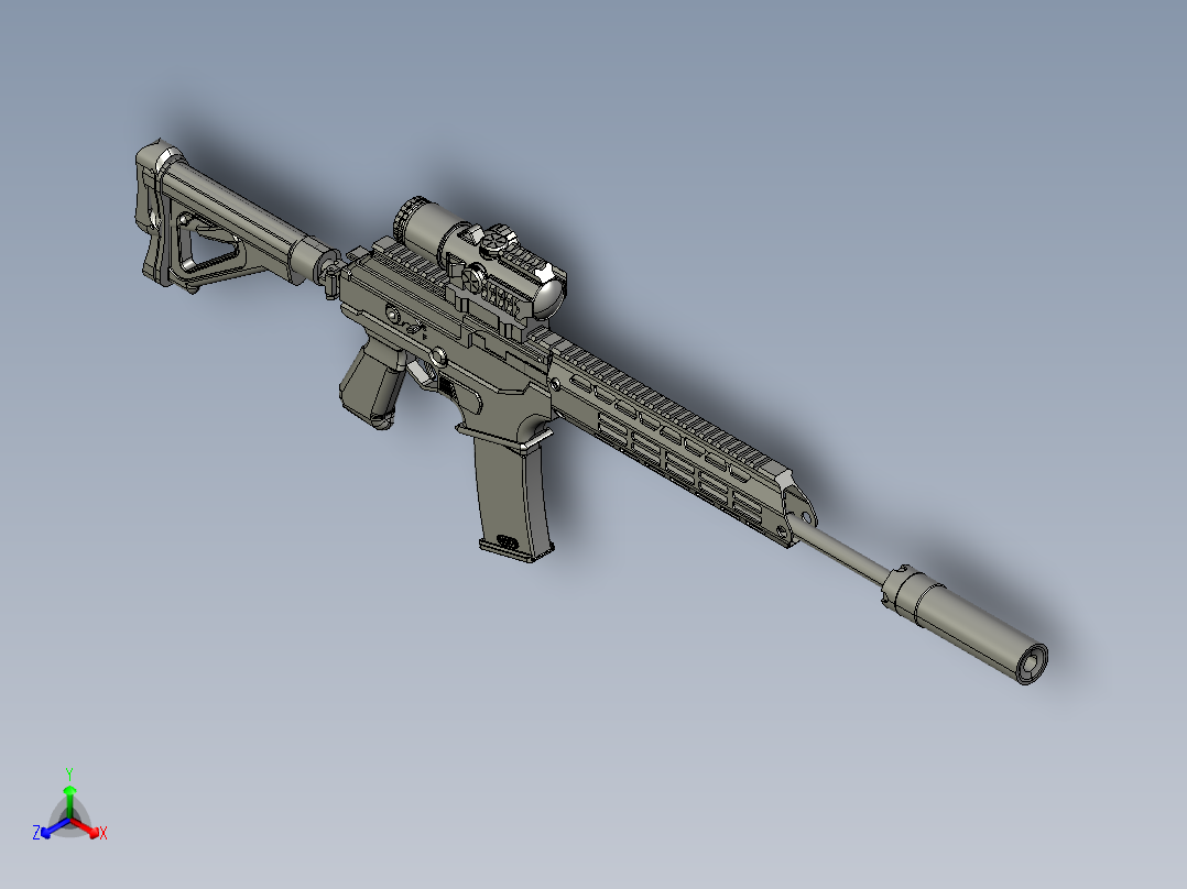 手枪左轮冲锋枪老式狙击步枪设计3D图纸galil-ace-gen-ii-5-56-rifle-step-file-1 2 STP正等轴测图