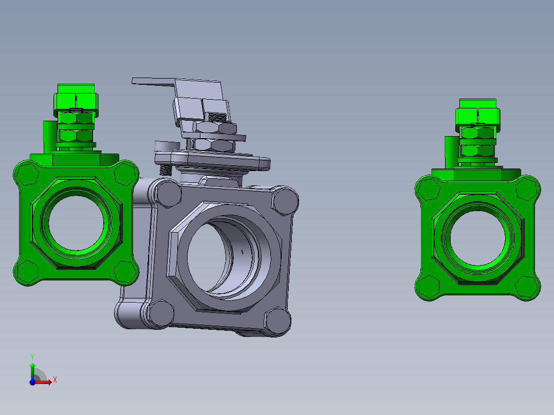 3款65MM-2 12“BW PN 100浮动球阀模型前视图