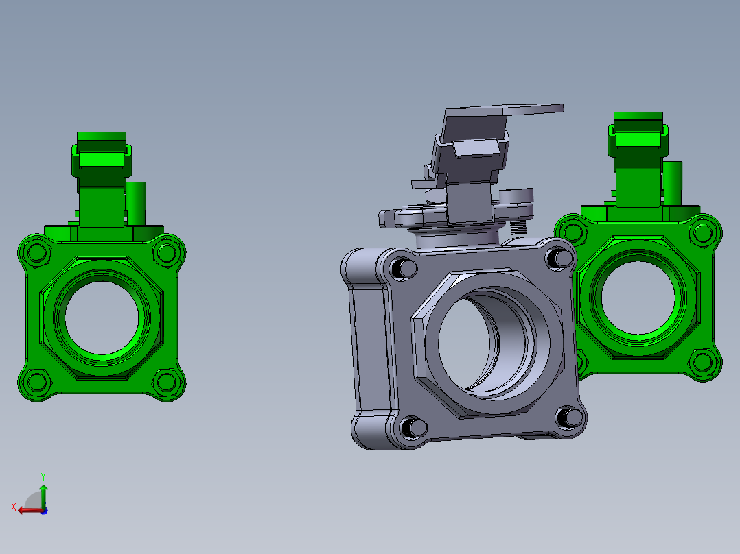 3款65MM-2 12“BW PN 100浮动球阀模型后视图