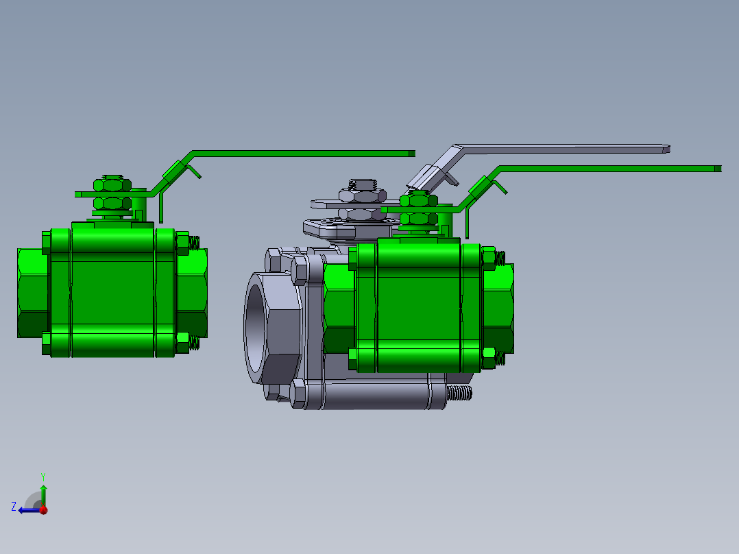 3款65MM-2 12“BW PN 100浮动球阀模型右视图