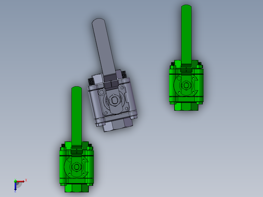 3款65MM-2 12“BW PN 100浮动球阀模型俯视图