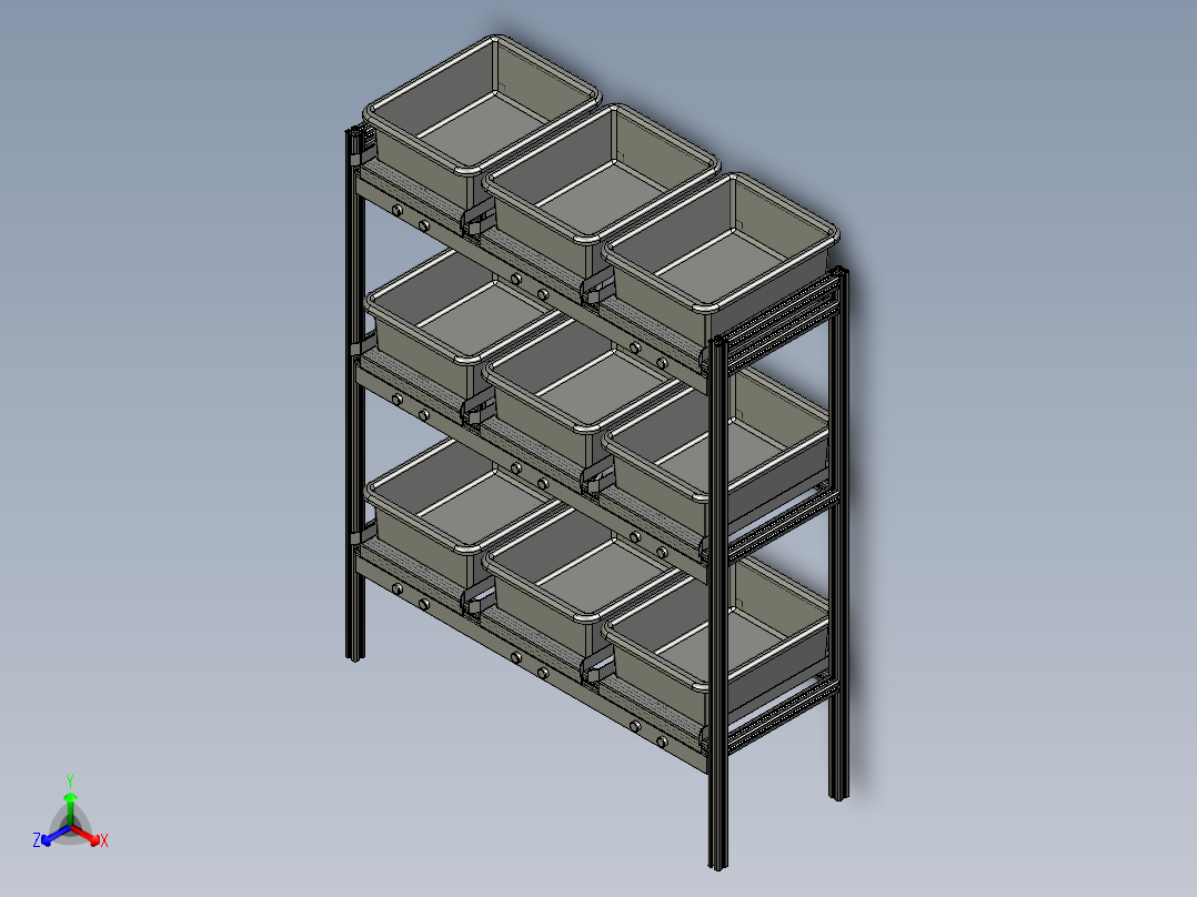 铝型材料架正等轴测图