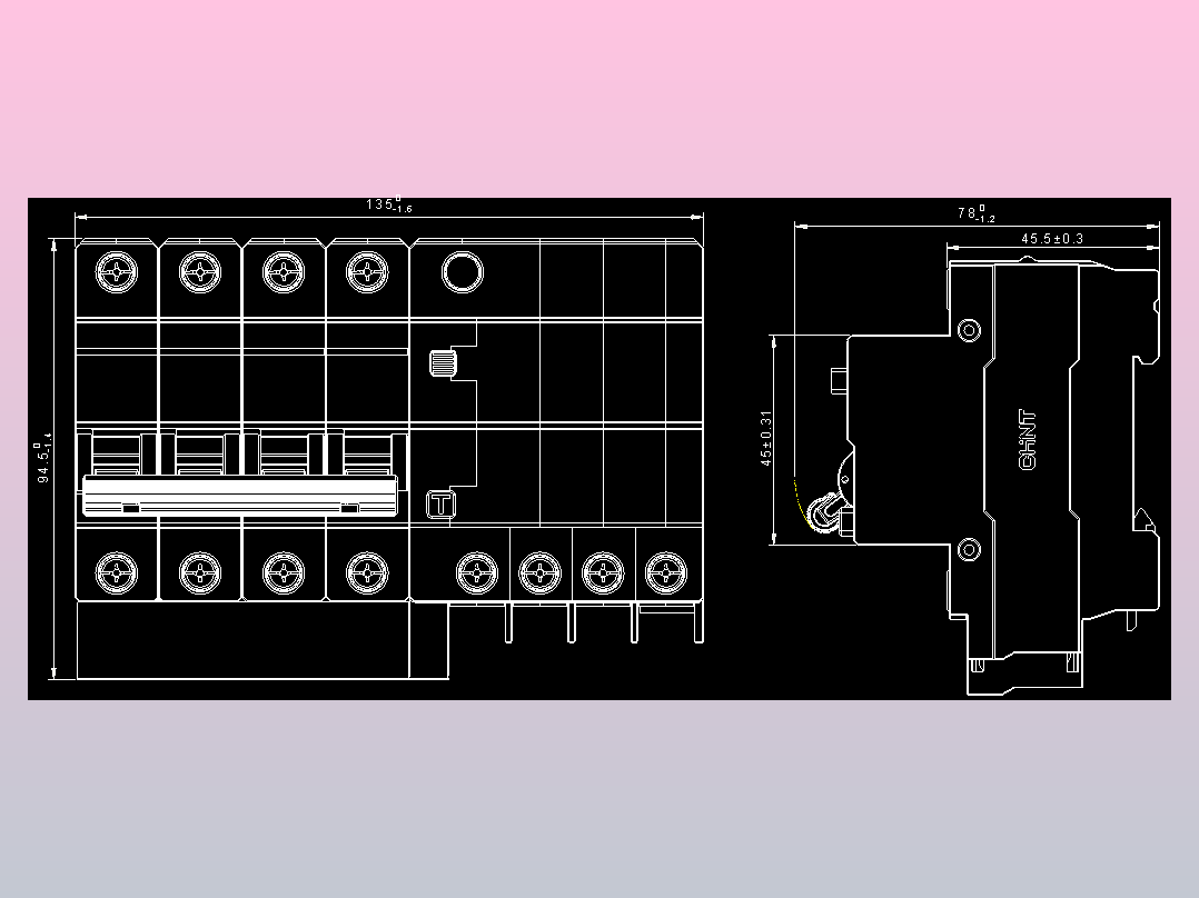 NB3LE-63 4P剩余电流动作断路器外形安装尺寸图202202