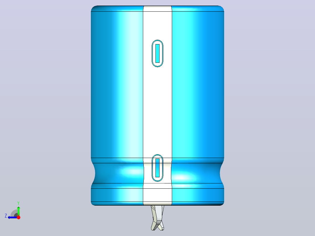 20x30蓝白底片电解电容器右视图