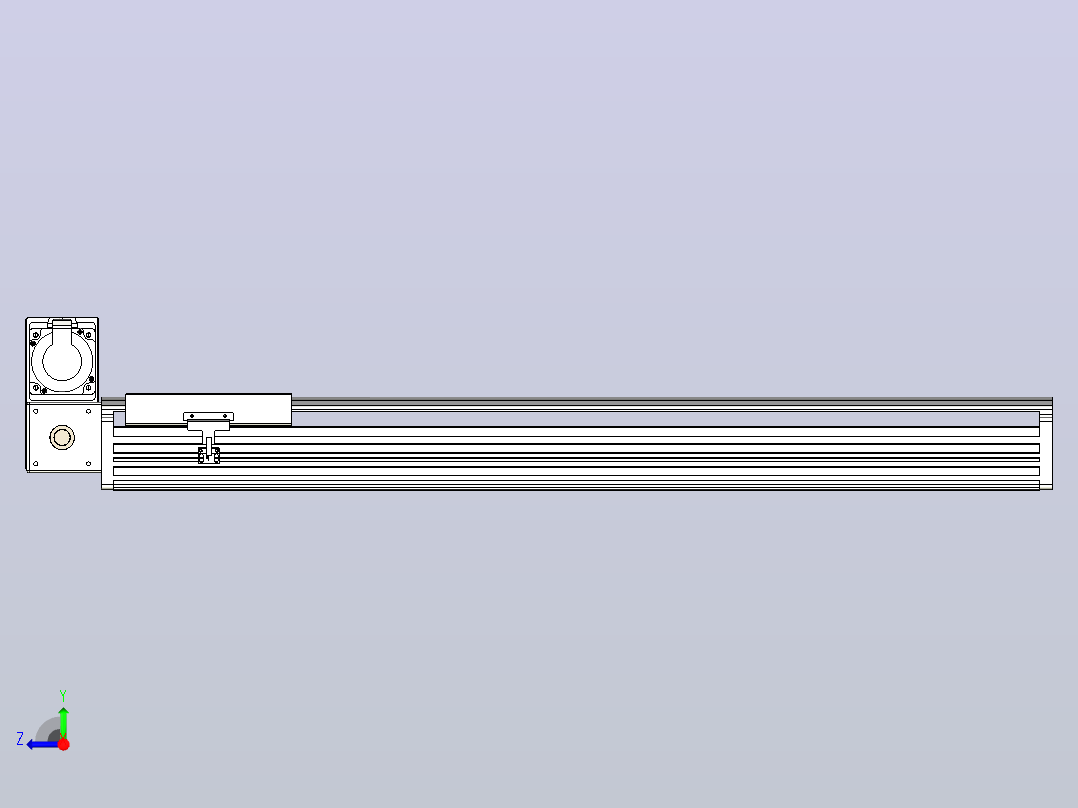 皮带直线轴半封闭可选导轨TPA-HNB-202D-140-L800-LU-Y-P75-N3右视图