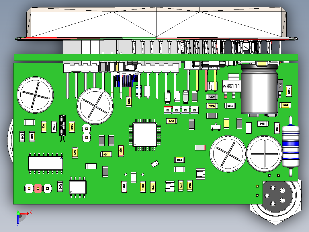 STM32布局上的类星体金属探测器俯视图