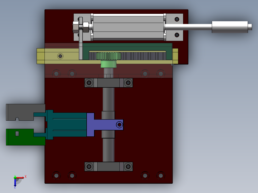 齿轮齿条翻转机构sw20可编辑俯视图