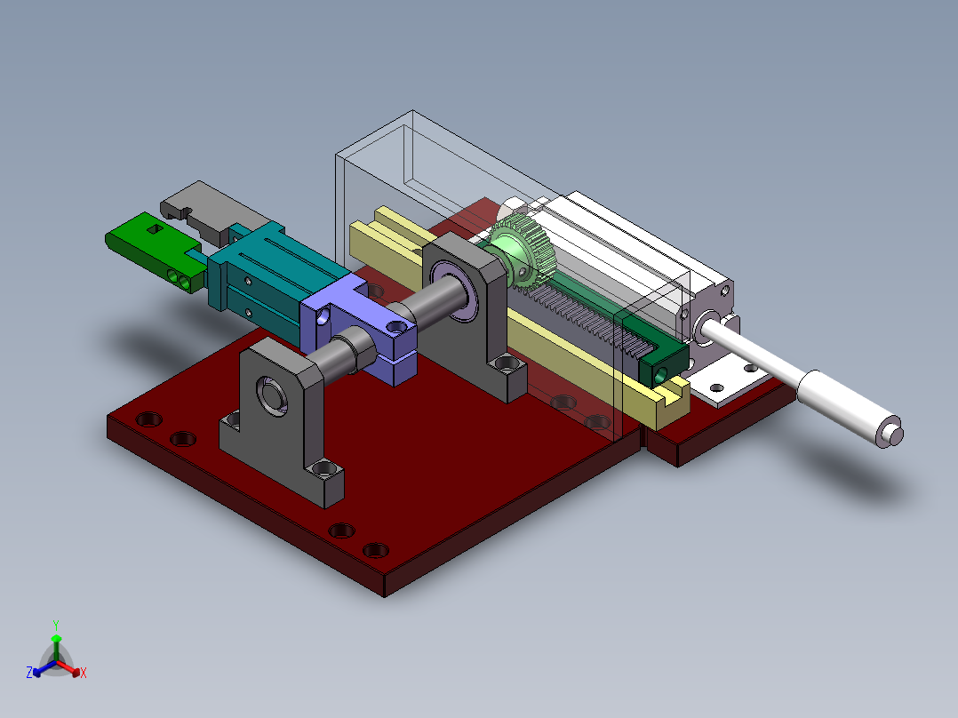 齿轮齿条翻转机构sw20可编辑正等轴测图