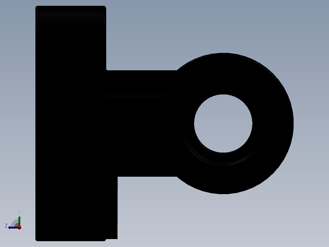 带活塞杆 液压缸右视图