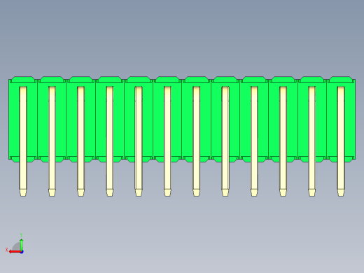 彩色公排针 100mil 2.54mm 系列-DS1022_green_3x12p_100mil_TypeD_rev1.0后视缩略图