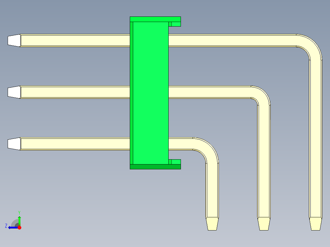 彩色公排针 100mil 2.54mm 系列-DS1022_green_3x12p_100mil_TypeD_rev1.0右视图