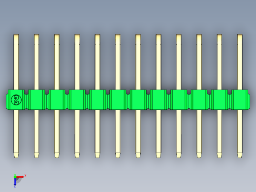 彩色公排针 100mil 2.54mm 系列-DS1022_green_3x12p_100mil_TypeD_rev1.0俯视缩略图