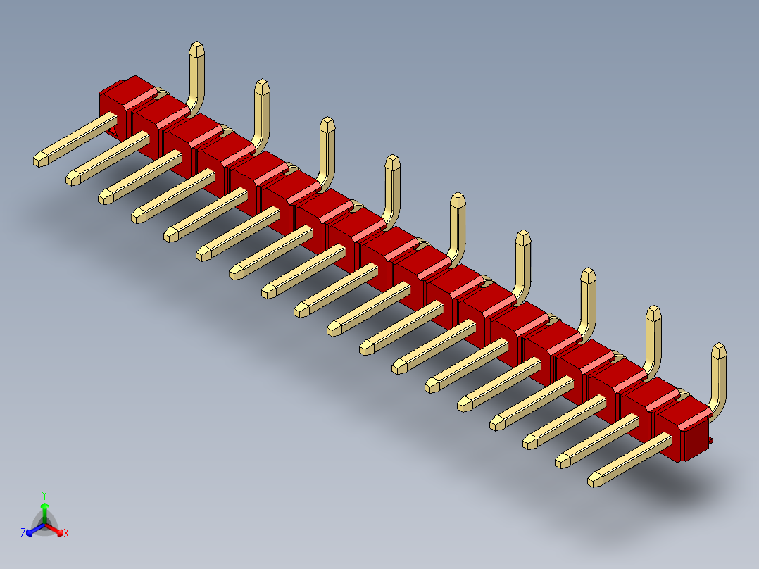 彩色公排针 100mil 2.54mm 系列-DS1022_red_18p_100mil_Type_SMT_R2_rev1.0主视图
