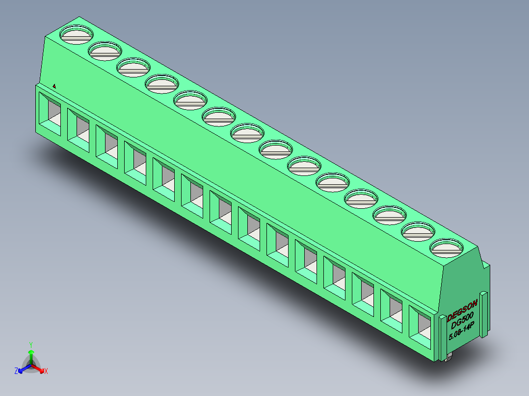 DEGSON DG500 系列 5.05.087.62mm 接线端子-DG500-5.08-14P-14-00AH主视图