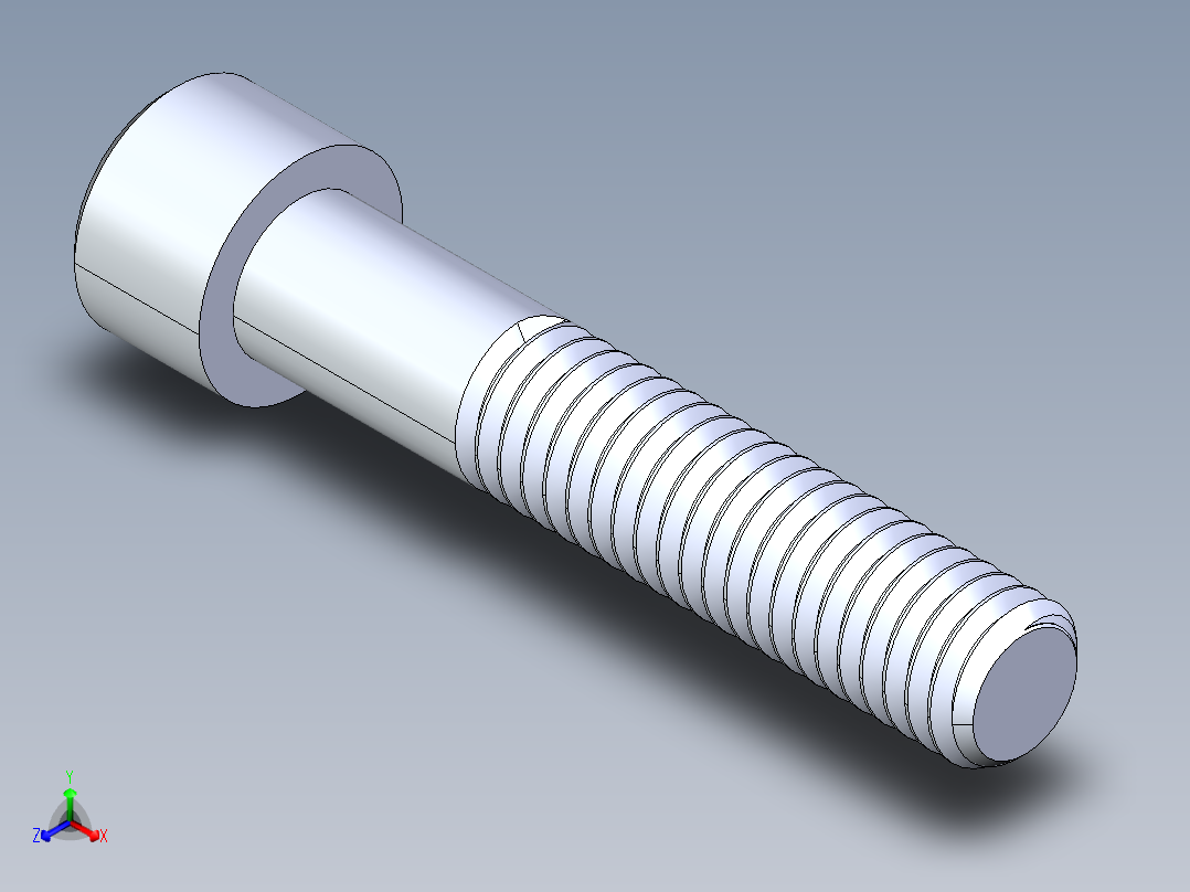 粗螺纹 SHCS 螺钉-SHCS 9.525.x16x2.STEP正等轴测图