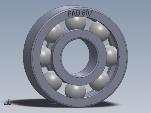 滚珠轴承-FAG BALL BEARING 607 7x19x6.SLDPRT