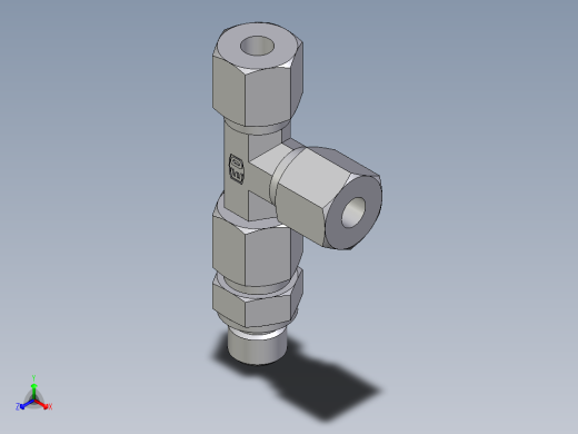 卡套式工业通用硬管接头EO_Assembled_adjustable_standpipe_run_tee_EVL08SM71正等轴测缩略图