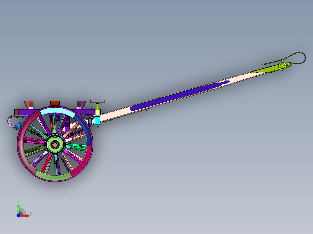 复古硬轮马拉货车前视图