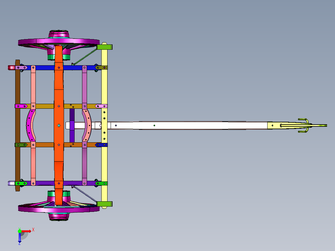 复古硬轮马拉货车俯视图