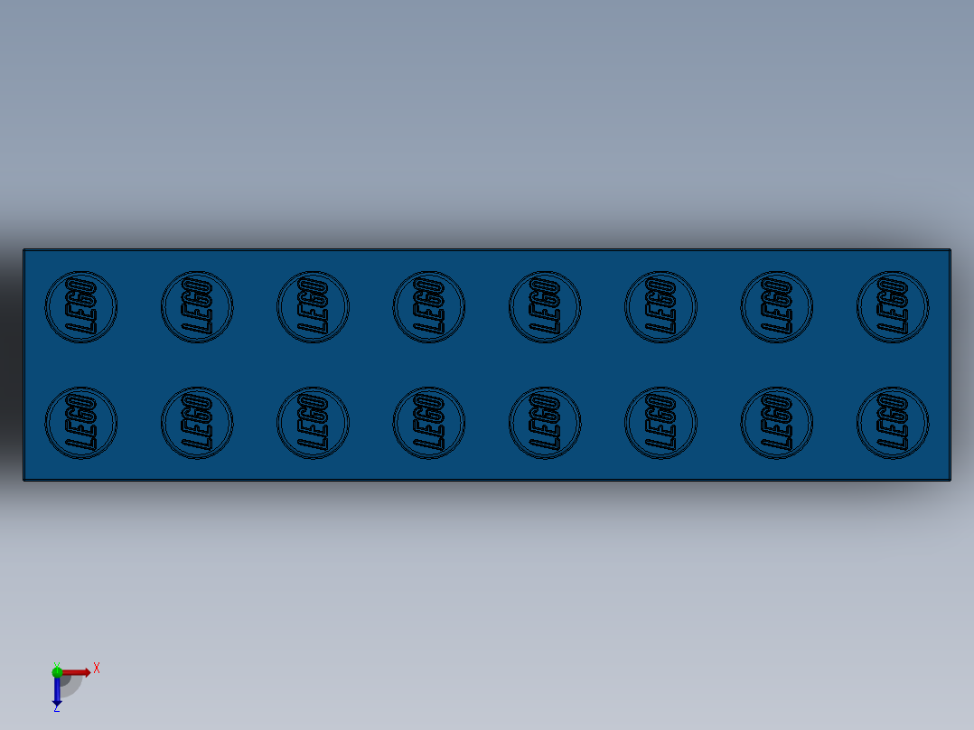 乐高套装 4421基本积木-300723 Bright Blue Brick 2 x 8.SLDPRT俯视图