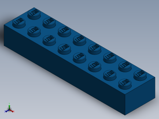 乐高套装 4421基本积木-300723 Bright Blue Brick 2 x 8.SLDPRT正等轴测缩略图