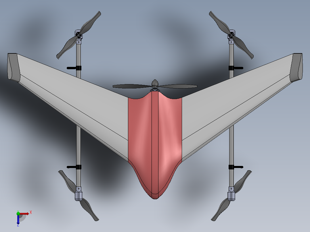 自主垂直起飞固定翼VTHT无人机俯视图