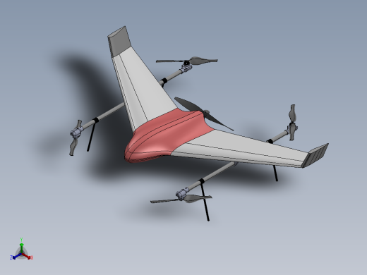 自主垂直起飞固定翼VTHT无人机正等轴测缩略图