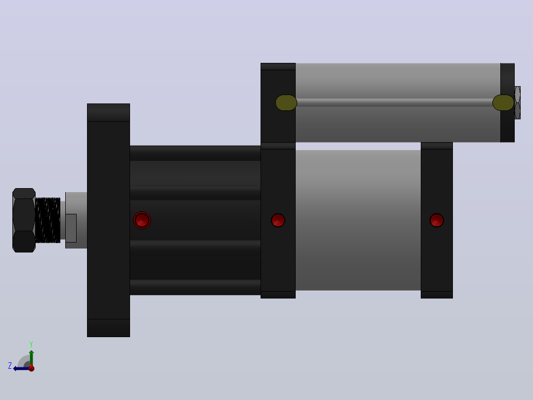 MPT-40T系列标准型[MPT-150-50-5-30T-M1-S1-0°]气压增压缸右视图