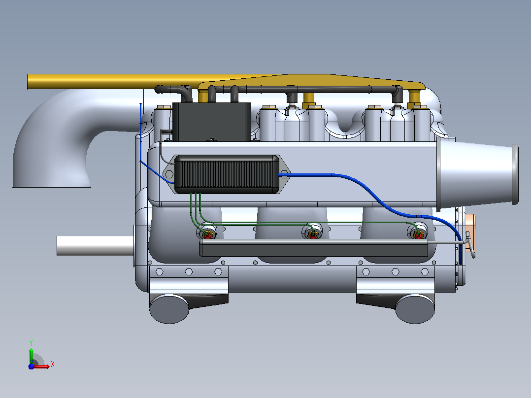 1400 CC 180 HP 内联 2 周期船舶发动机前视图