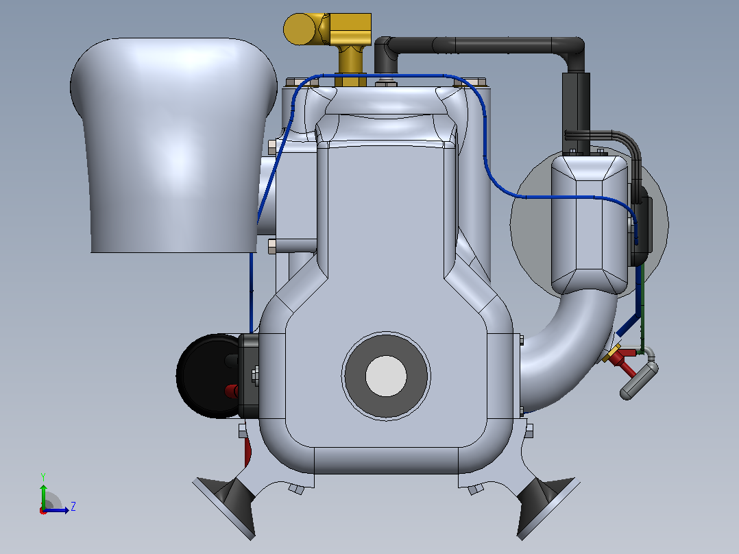 1400 CC 180 HP 内联 2 周期船舶发动机左视图