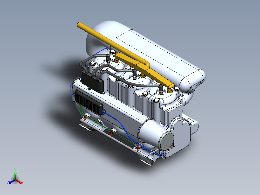 1400 CC 180 HP 内联 2 周期船舶发动机正等轴测图