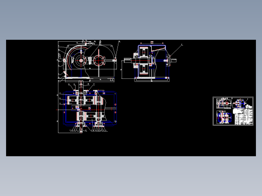 同轴式二级圆柱斜齿轮减速器设计CAD图纸