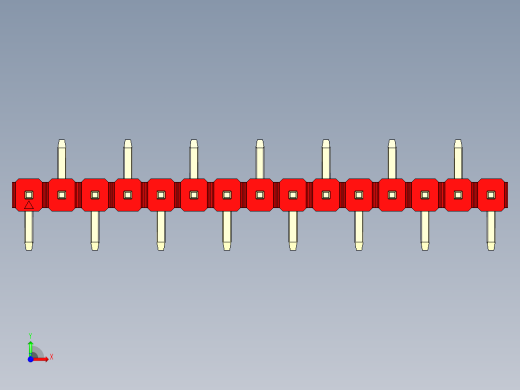 彩色公排针 100mil 2.54mm 系列-DS1022_red_15p_100mil_Type_SMT_R2_rev1.0前视缩略图