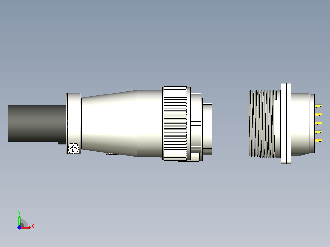 威浦航空插头WS20~32系列三维模型前视图