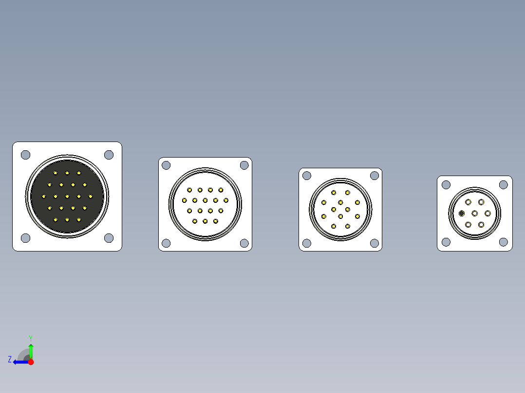 威浦航空插头WS20~32系列三维模型右视图