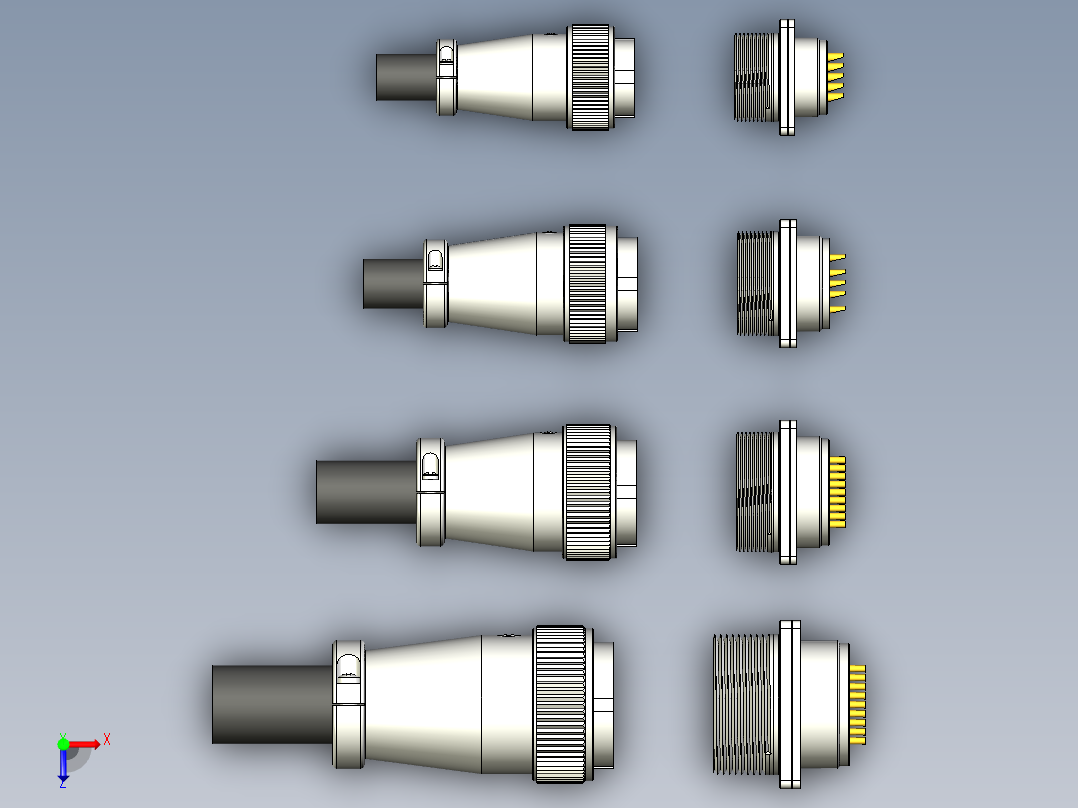 威浦航空插头WS20~32系列三维模型俯视图