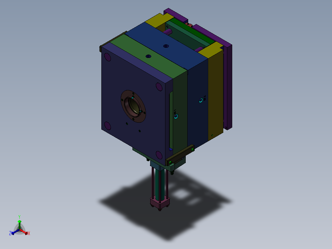 油缸抽芯模具正等轴测图