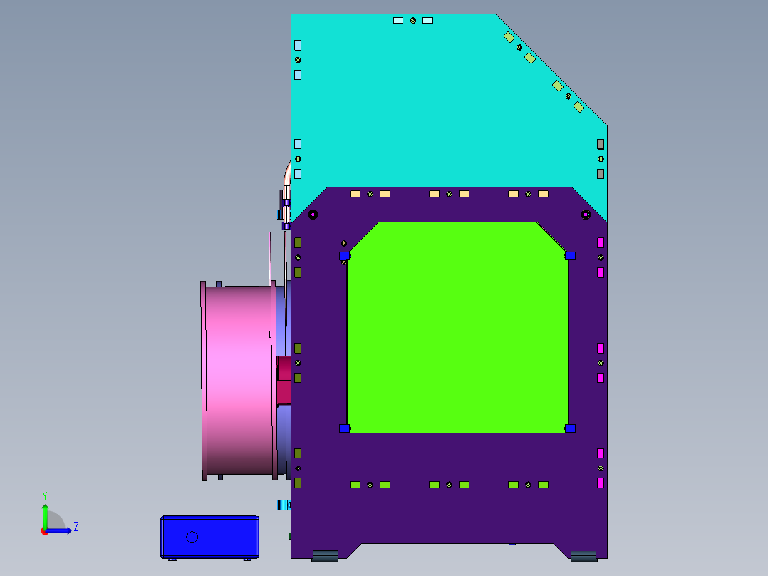双喷头双色桌面级全金属机身3d打印设备左视图