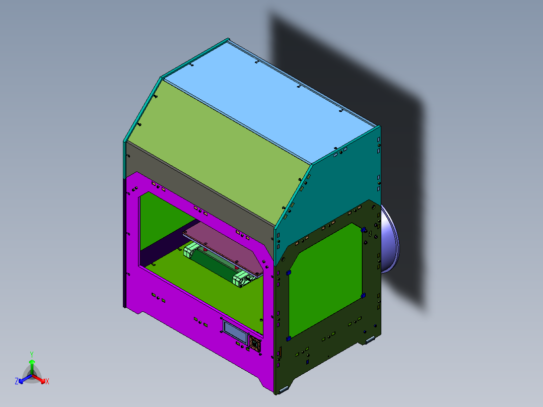 双喷头双色桌面级全金属机身3d打印设备正等轴测图